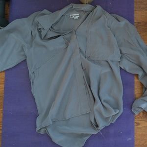 Over Sized Grey Button Up Tee